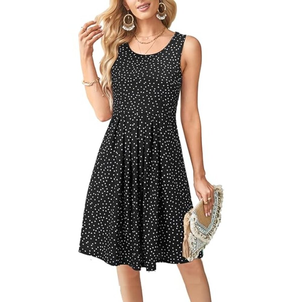 Dip Black and White Polka Dot Classic Rockabilly Pin Up Sundress Babydoll Large